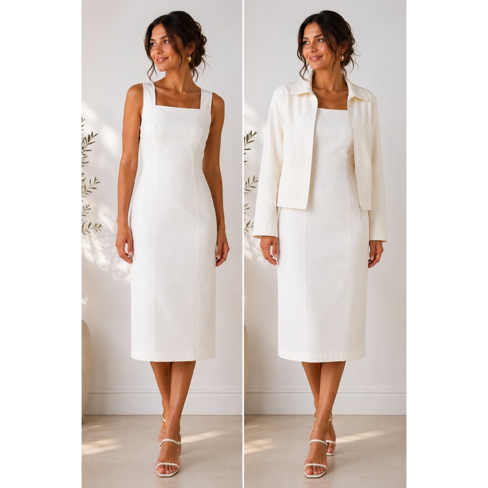 Coastal Chic Hamptons 2 Piece Dress Jacket Set Classic Timeless Size 18 Cruise